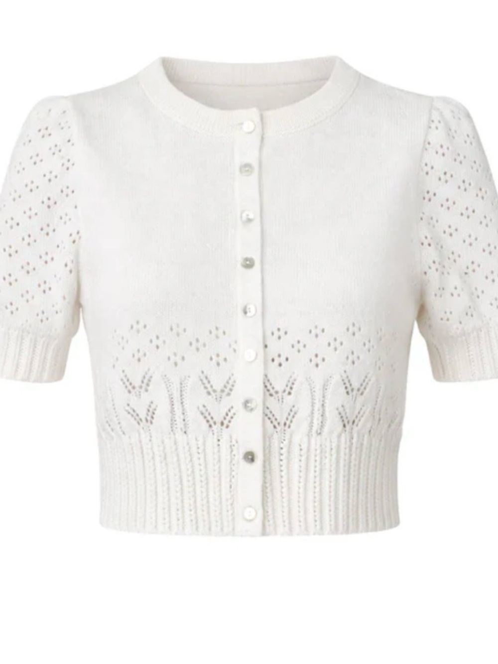525 America White Knit Button-Up Cardigan